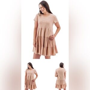 Adventura NWT Organic Cotton Fair Trade Kenley Dusty Rose Tiered Dress-‎ Small